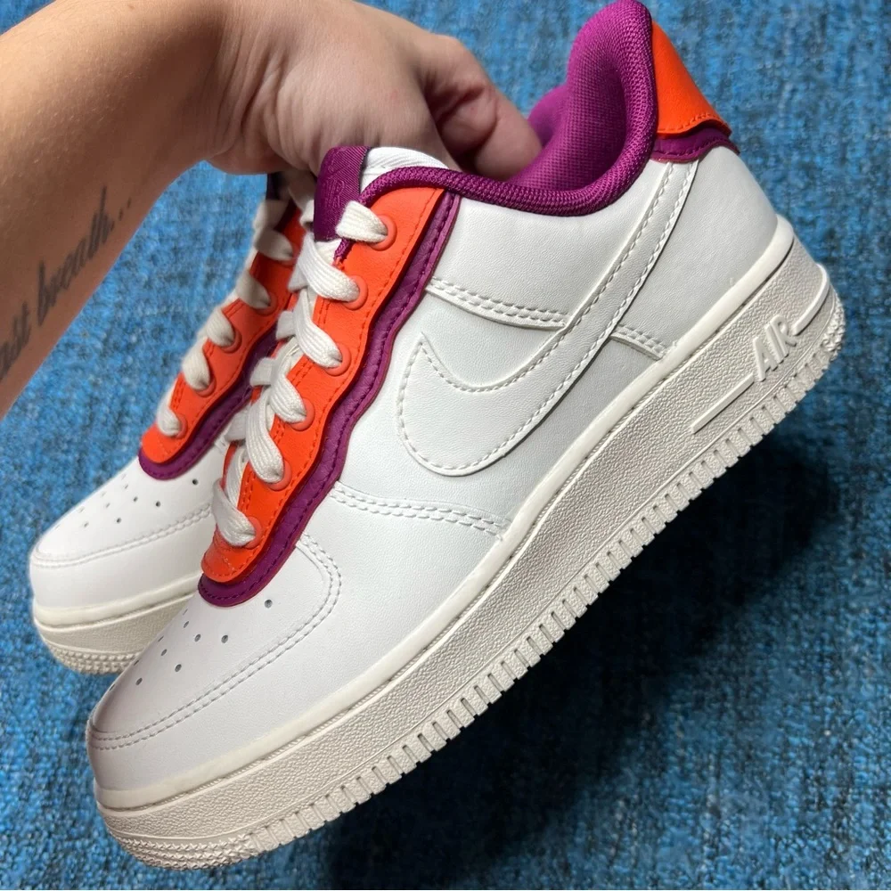 Nike Air Force 1 Low SE Sneakers in Sail White Team Orange Berry Women's 5.5